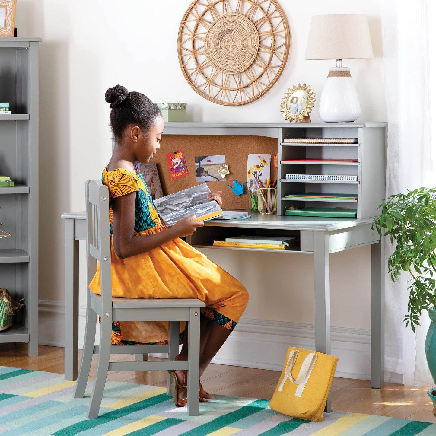 Kids Study Desk and Chair Set with Storage