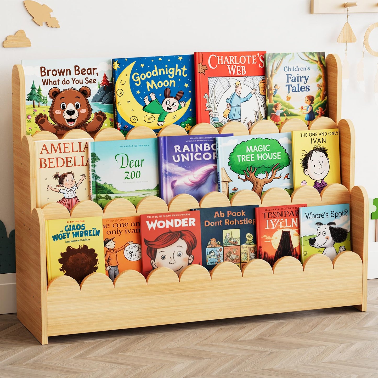 3-Tier Montessori Kids Bookshelf Organizer