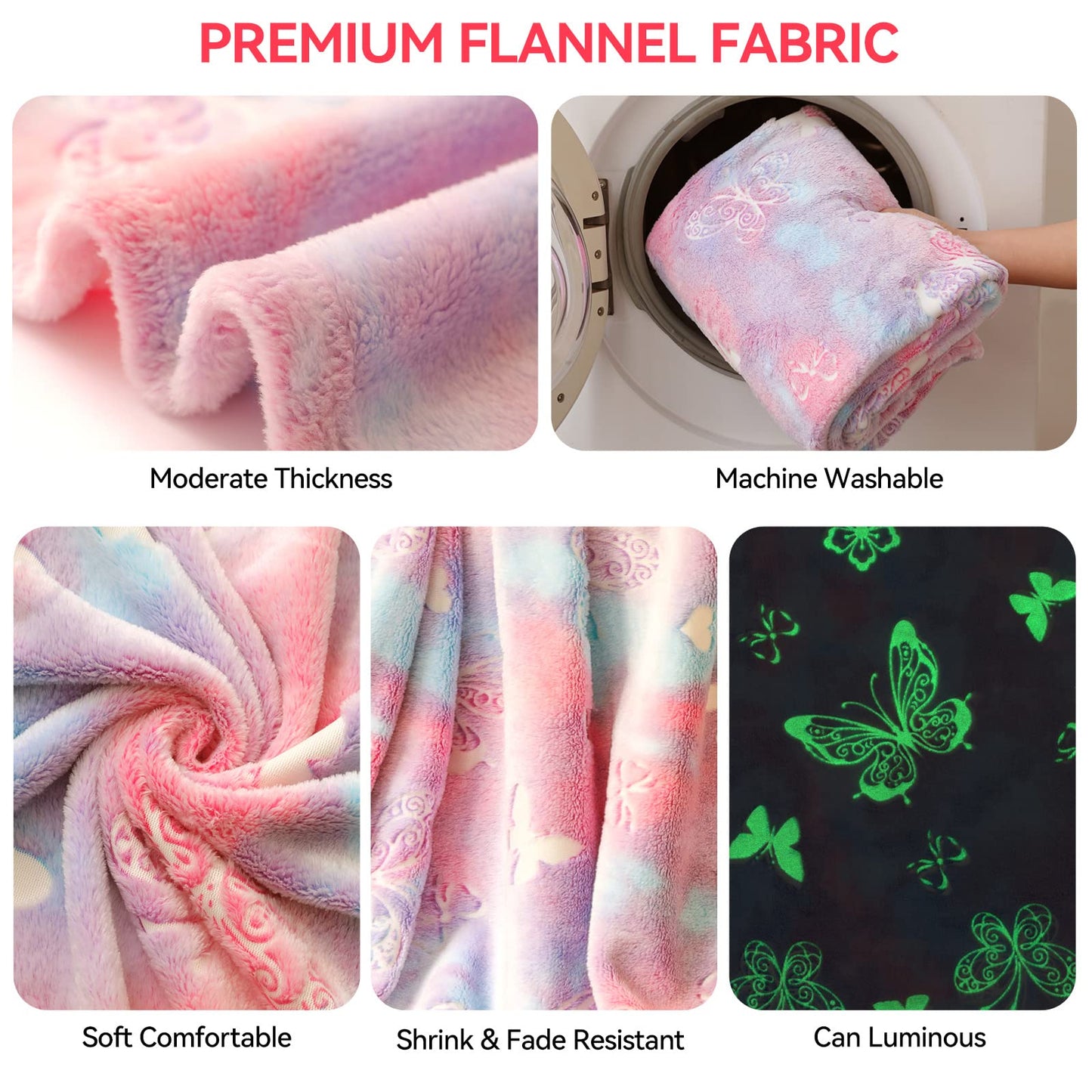 Glow-in-the-Dark Butterfly Blanket for Kids