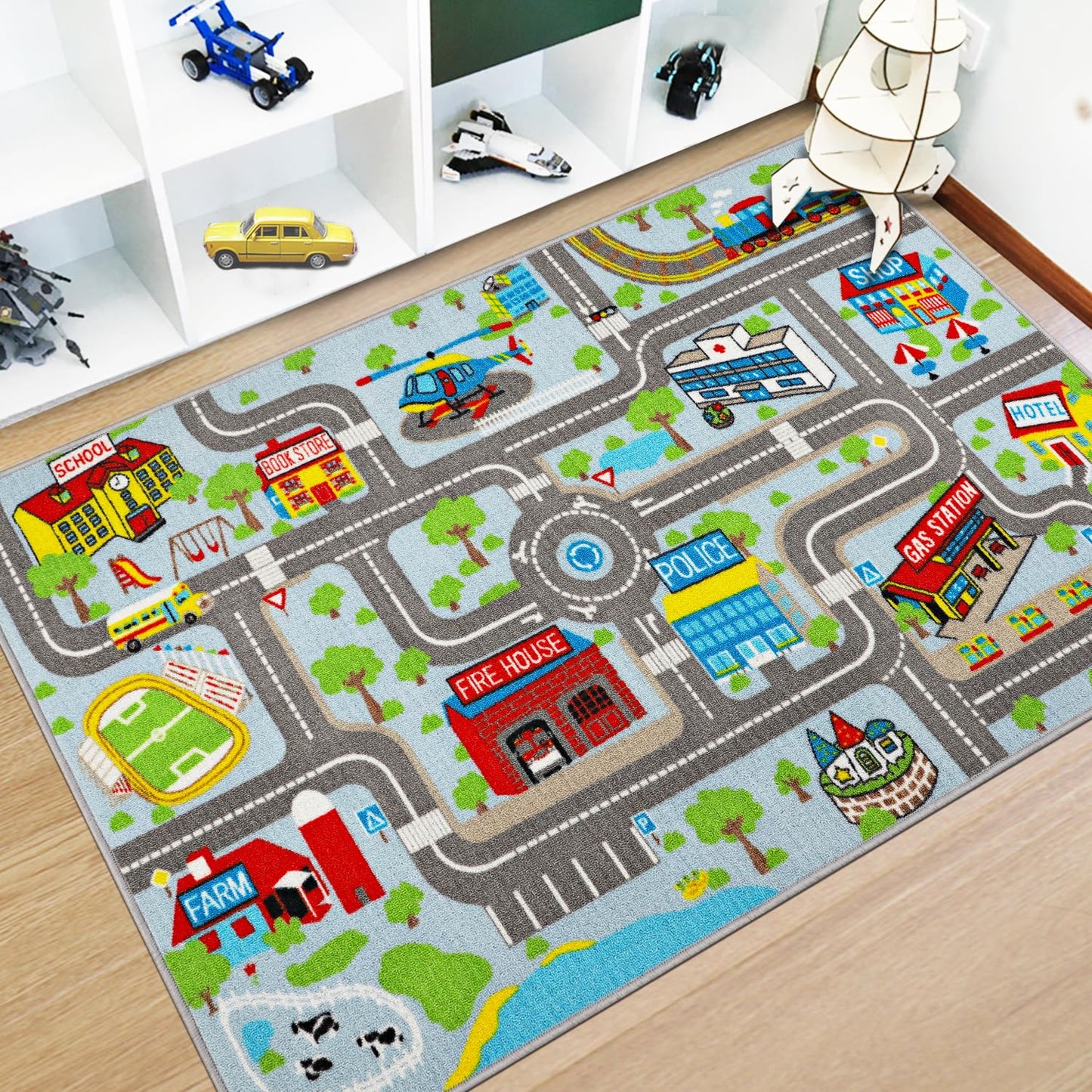 Educational Traffic Road Play Rug for Kids Room