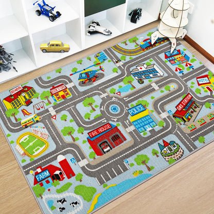 Educational Traffic Road Play Rug for Kids Room