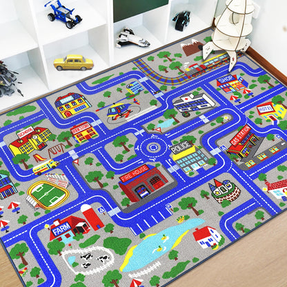 Educational Traffic Road Play Rug for Kids Room