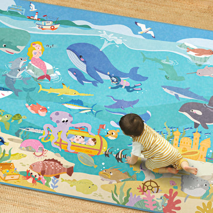 Washable Kids Play Rug with Colorful Map Design