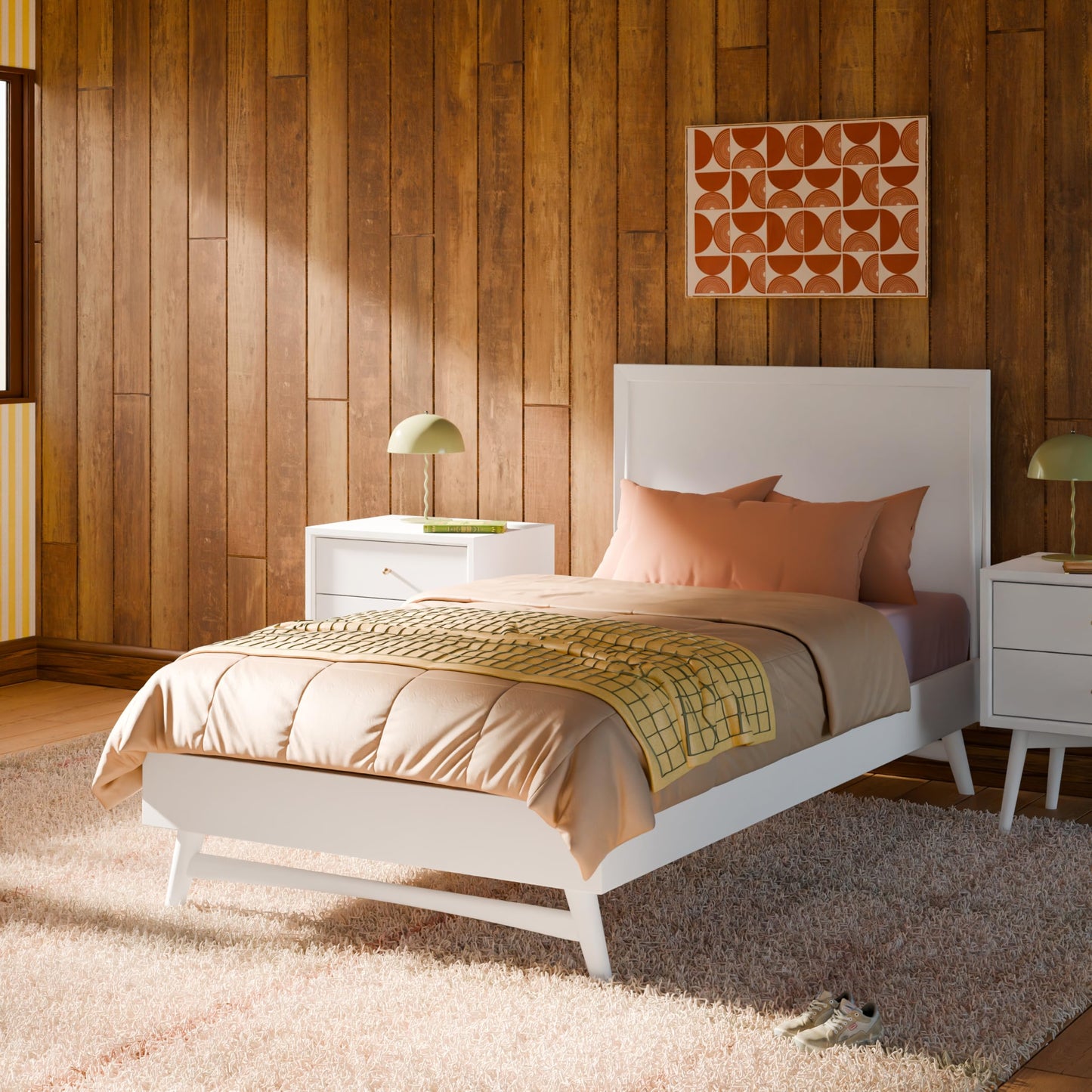 Solid Wood Twin Bed Frame with Headboard