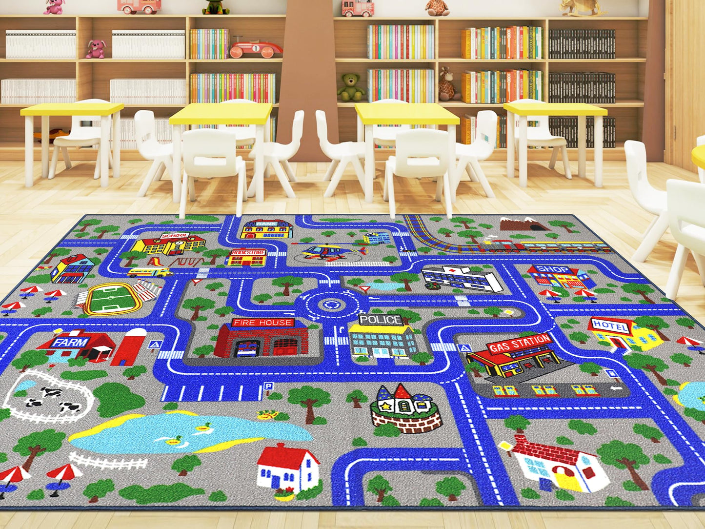 Educational Traffic Road Play Rug for Kids Room