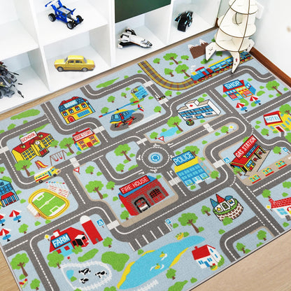 Educational Traffic Road Play Rug for Kids Room