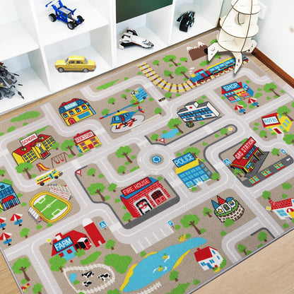 Educational Traffic Road Play Rug for Kids Room