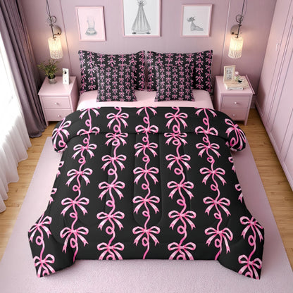 Pink Bow Bedding Set for Girls and Kids