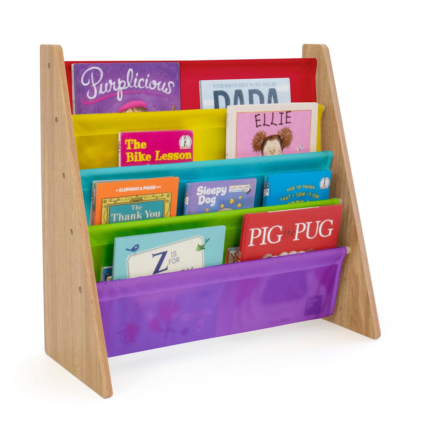 4-Tier Kids Bookshelf with Deep Sling Pockets
