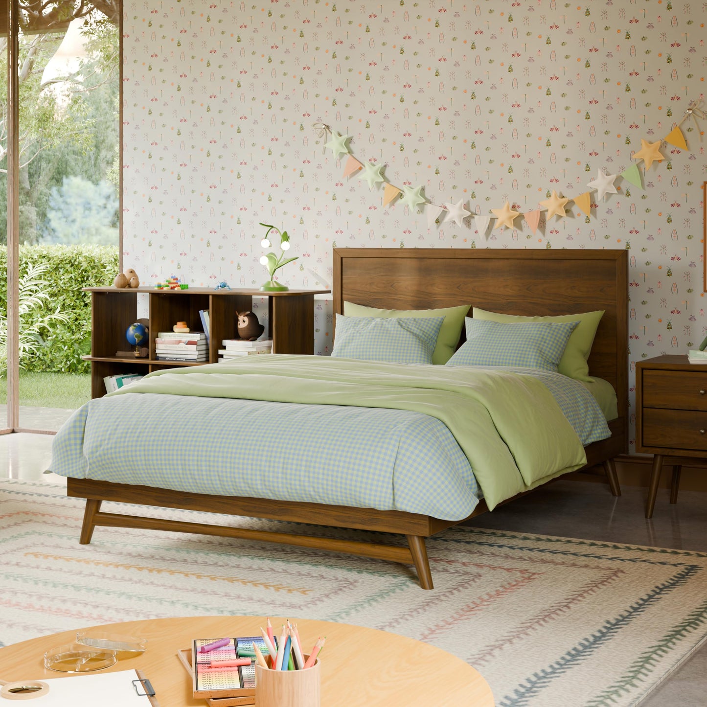 Solid Wood Twin Bed Frame with Headboard
